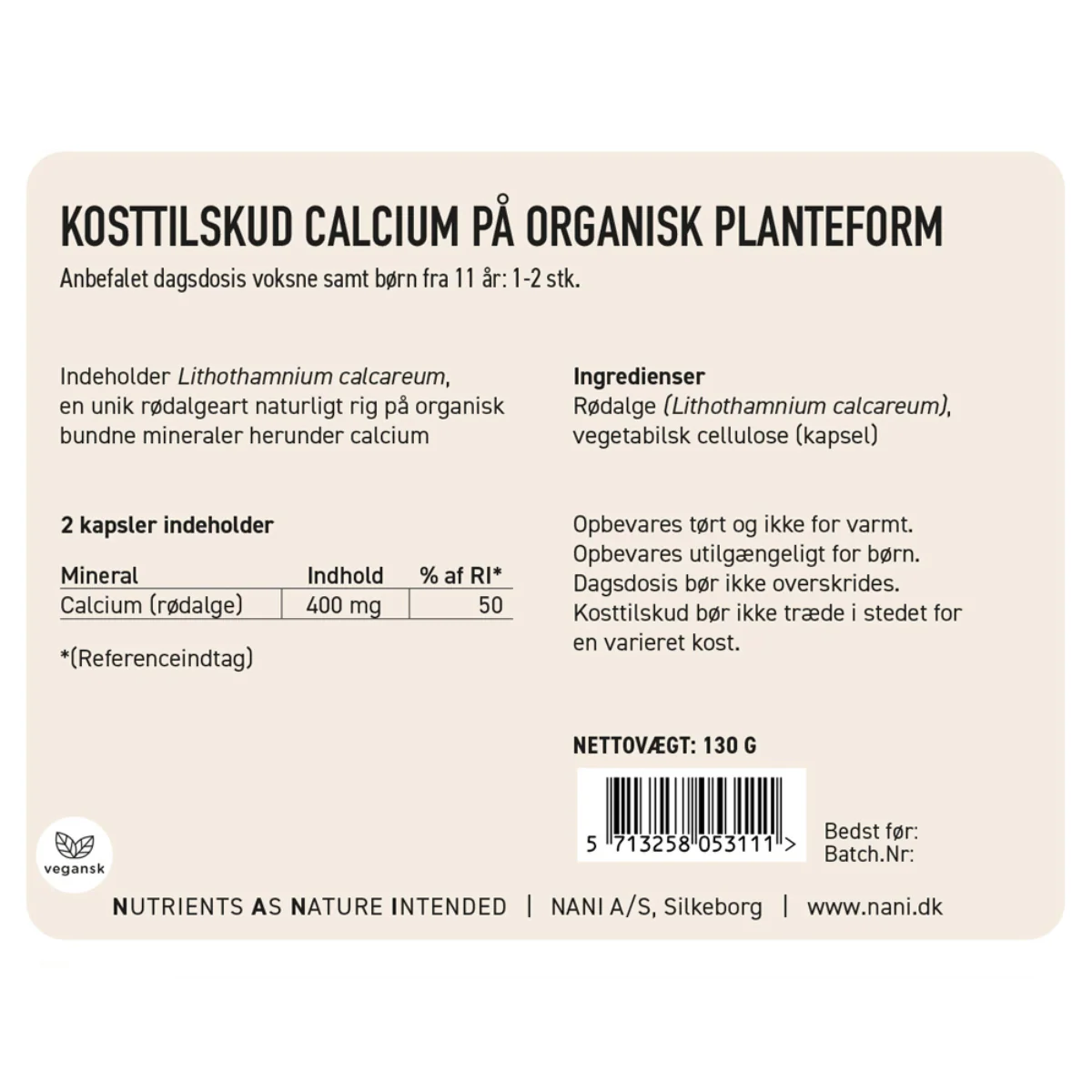 Nani Calcium, 180 stk. - Image 3