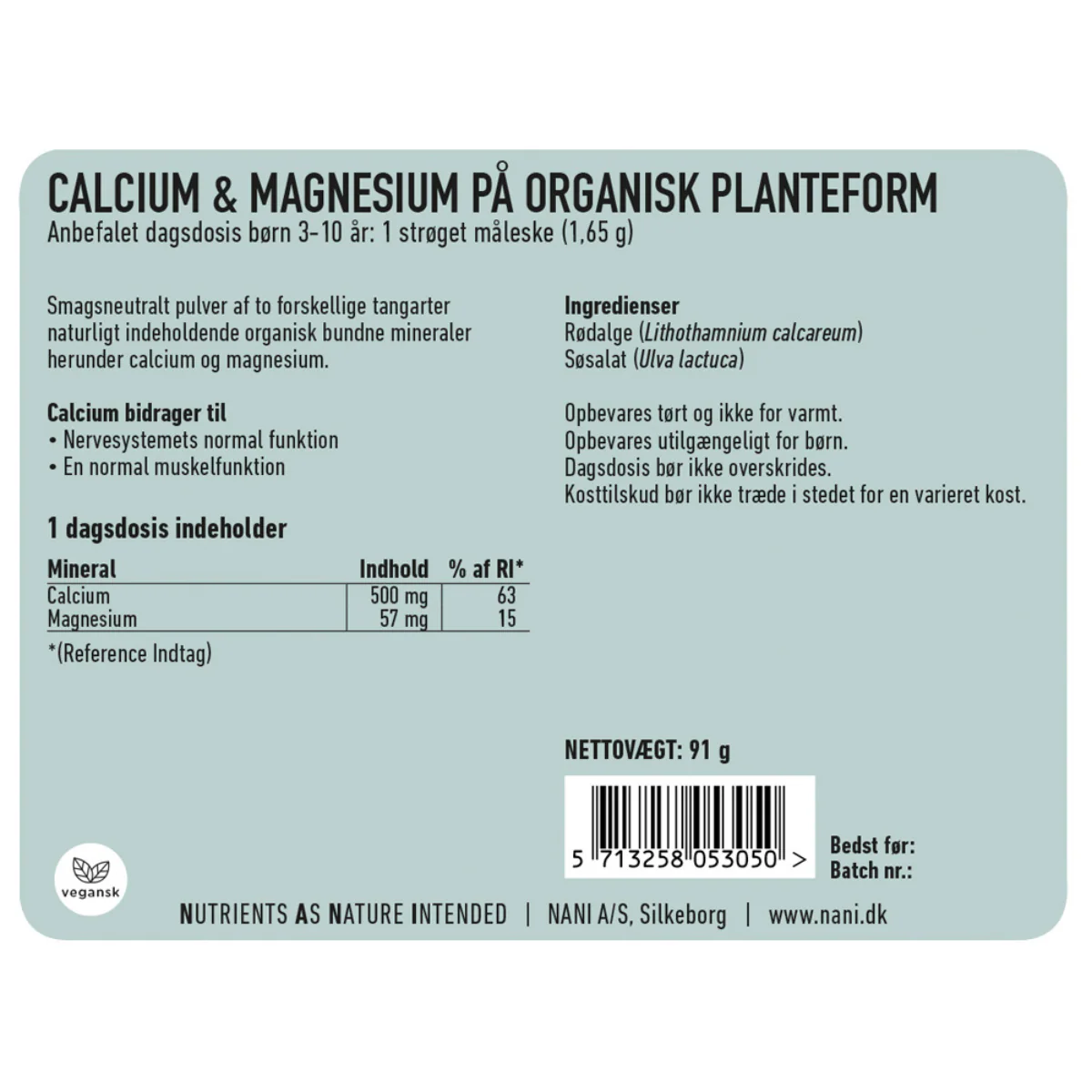Nani Calcium + Magnesium til Børn, 91 g - Image 3