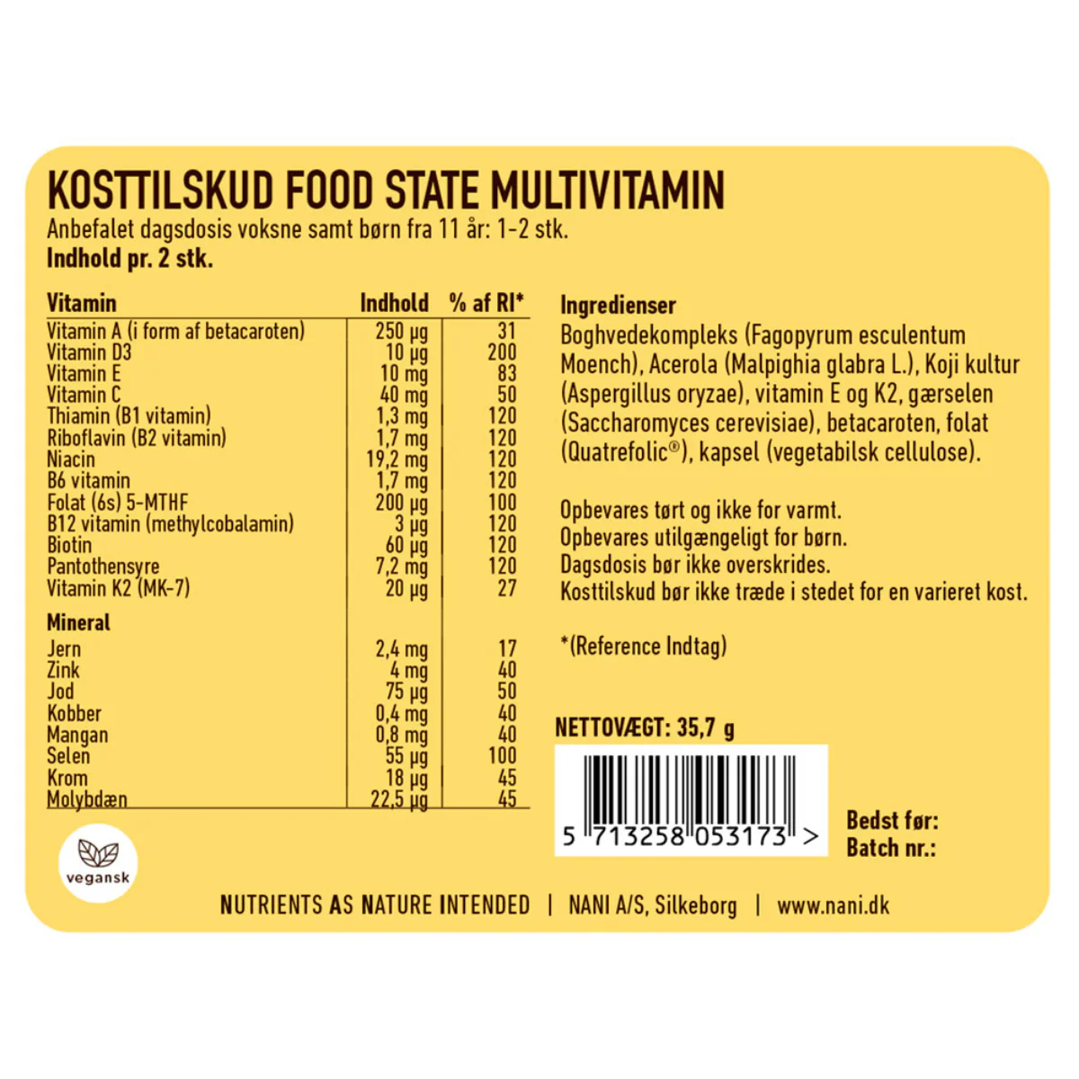 Nani Multivitamin Food State, 60 stk. - Image 3