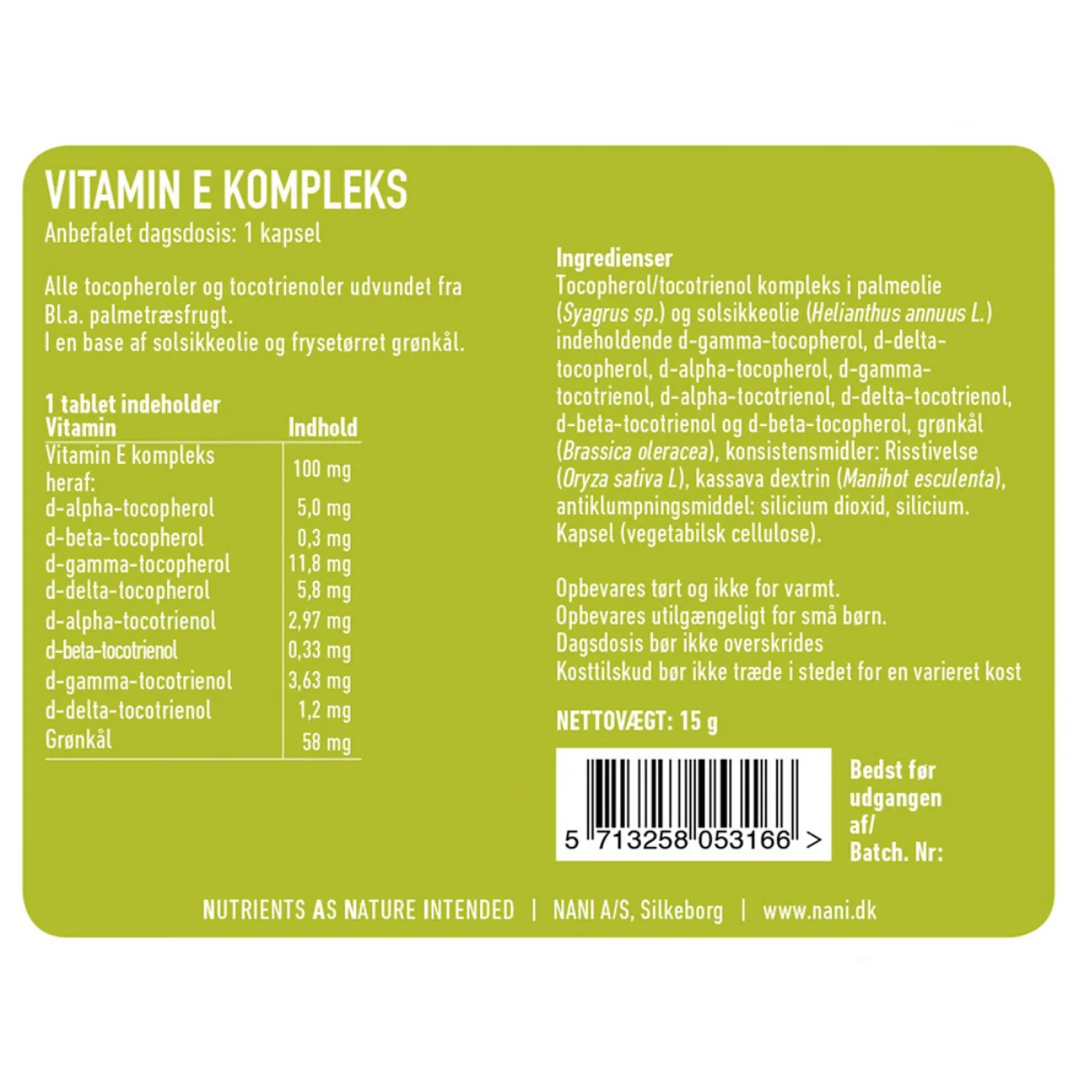 Nani Vitamin E Kompleks, 60 stk. - Image 3